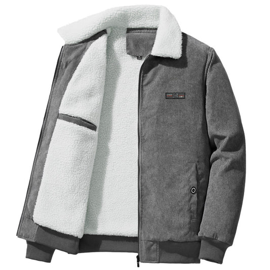 Men's Winter Jacket with Stand Collar Soft Lining and Zip Closure