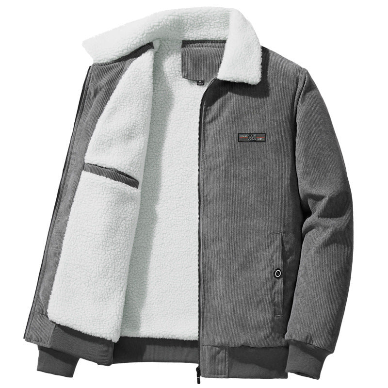 Men's Winter Jacket with Stand Collar Soft Lining and Zip Closure