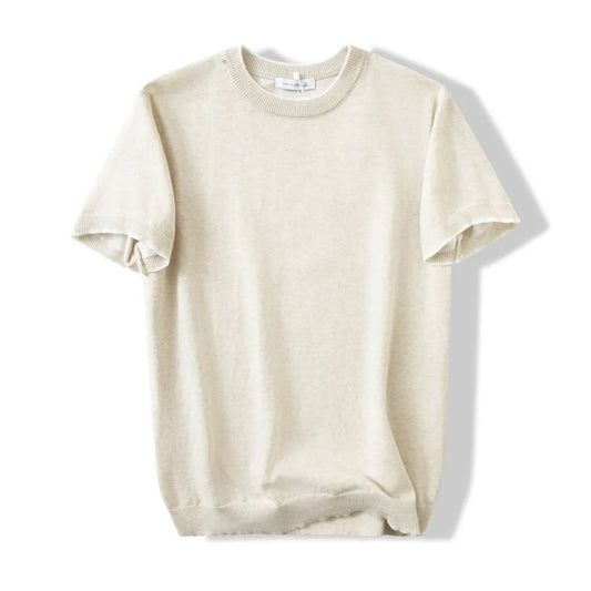 Men’s Casual Contrast Knit Round Neck T-Shirt – Comfortable & Stylish