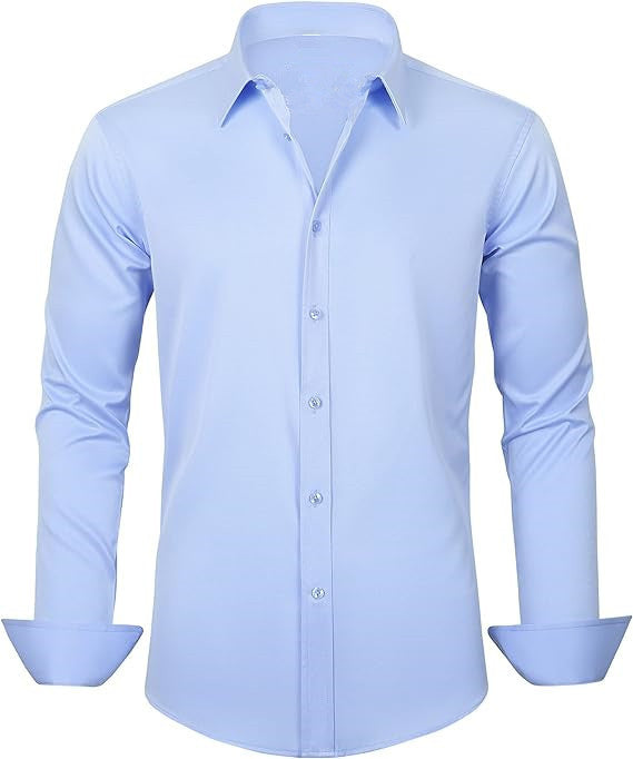 Men’s Elastic Stretch Non-Iron Business Shirt – Wrinkle-Resistant & Slim Fit
