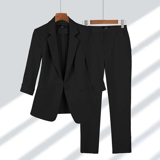 Women's Tailored Two-Piece Business Suit Set with Blazer and Pants