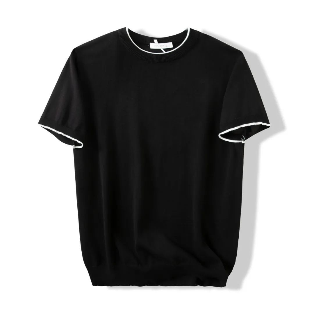 Men’s Casual Contrast Knit Round Neck T-Shirt – Comfortable & Stylish