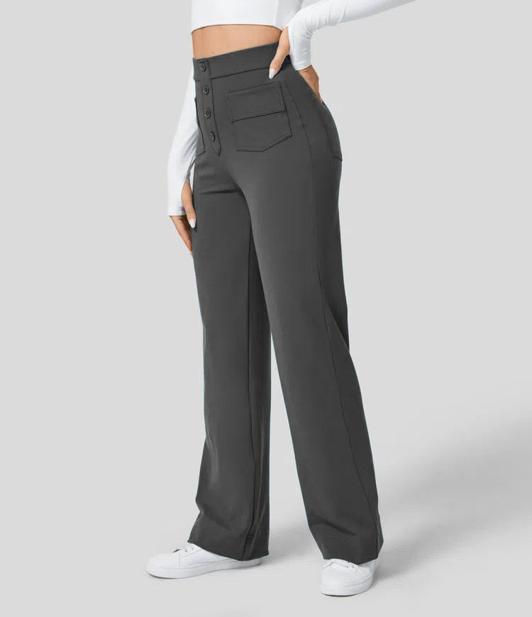 Elegant High-waisted Straight Pants for Women