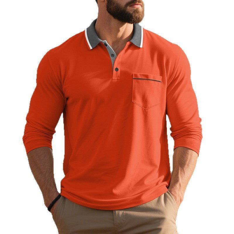 Spring & Autumn American-Style Long-Sleeve Men’s Polo Shirt