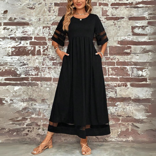 Elegant Maxi Dress with Mesh Sleeves for Women