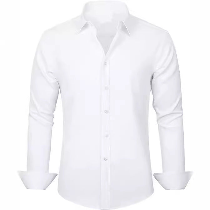 Men’s Elastic Stretch Non-Iron Business Shirt – Wrinkle-Resistant & Slim Fit