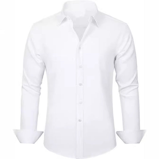 Men’s Elastic Stretch Non-Iron Business Shirt – Wrinkle-Resistant & Slim Fit