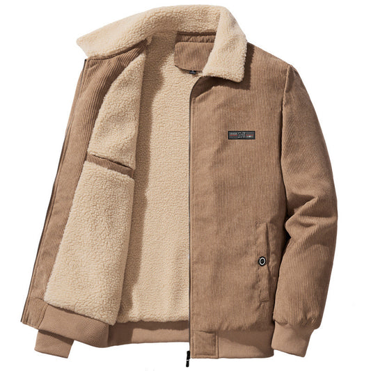 Men's Winter Jacket with Stand Collar Soft Lining and Zip Closure