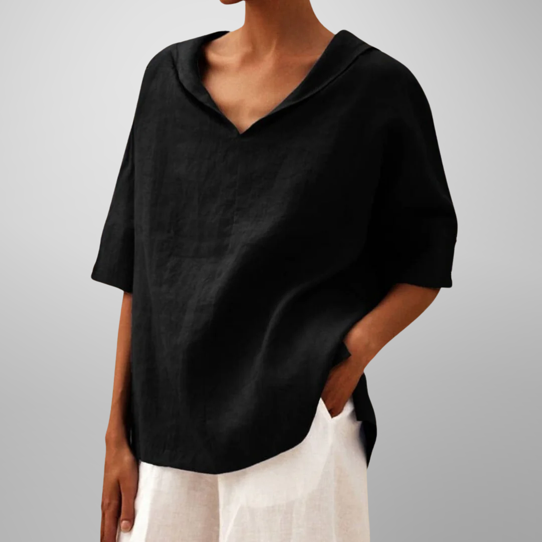 Women's V-Neck Blouse with Relaxed Fit