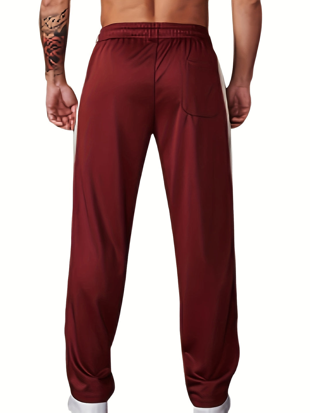 Men's Athletic Track Trousers with Elastic Waistband and Side Stripes