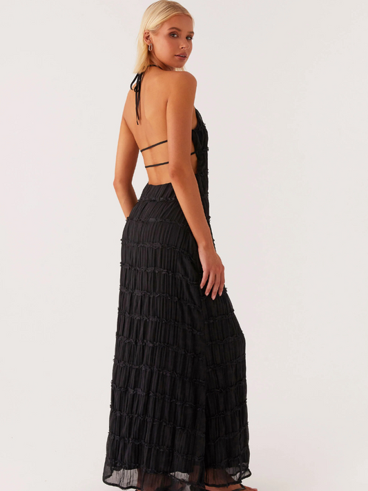 Women's Halter Neck Textured Maxi Dress