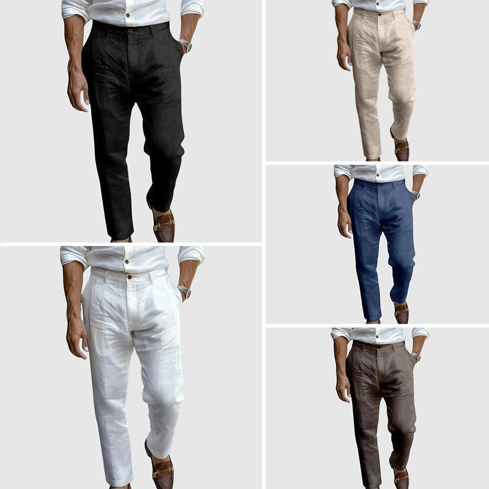 Men's Tapered Lightweight Pants with Button Waist and Pockets