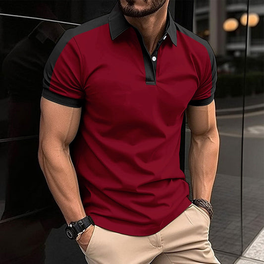 Men's Slim Fit Polo Shirt with Contrast Collar and Cuff Detail