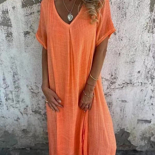 Women's Relaxed V-Neck Maxi Dress