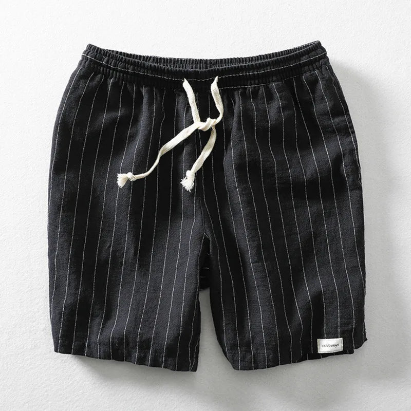 Men's Lightweight Striped Drawstring Shorts with Relaxed Fit