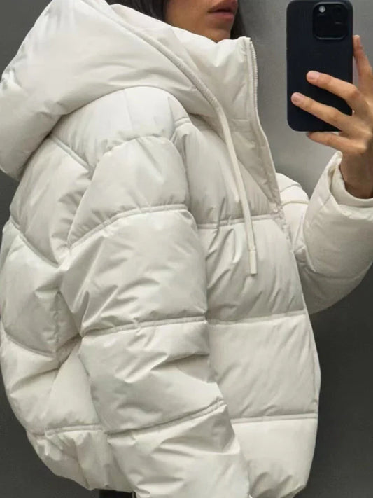Women's Casual Hooded Puffer Jacket with Quilted Insulation