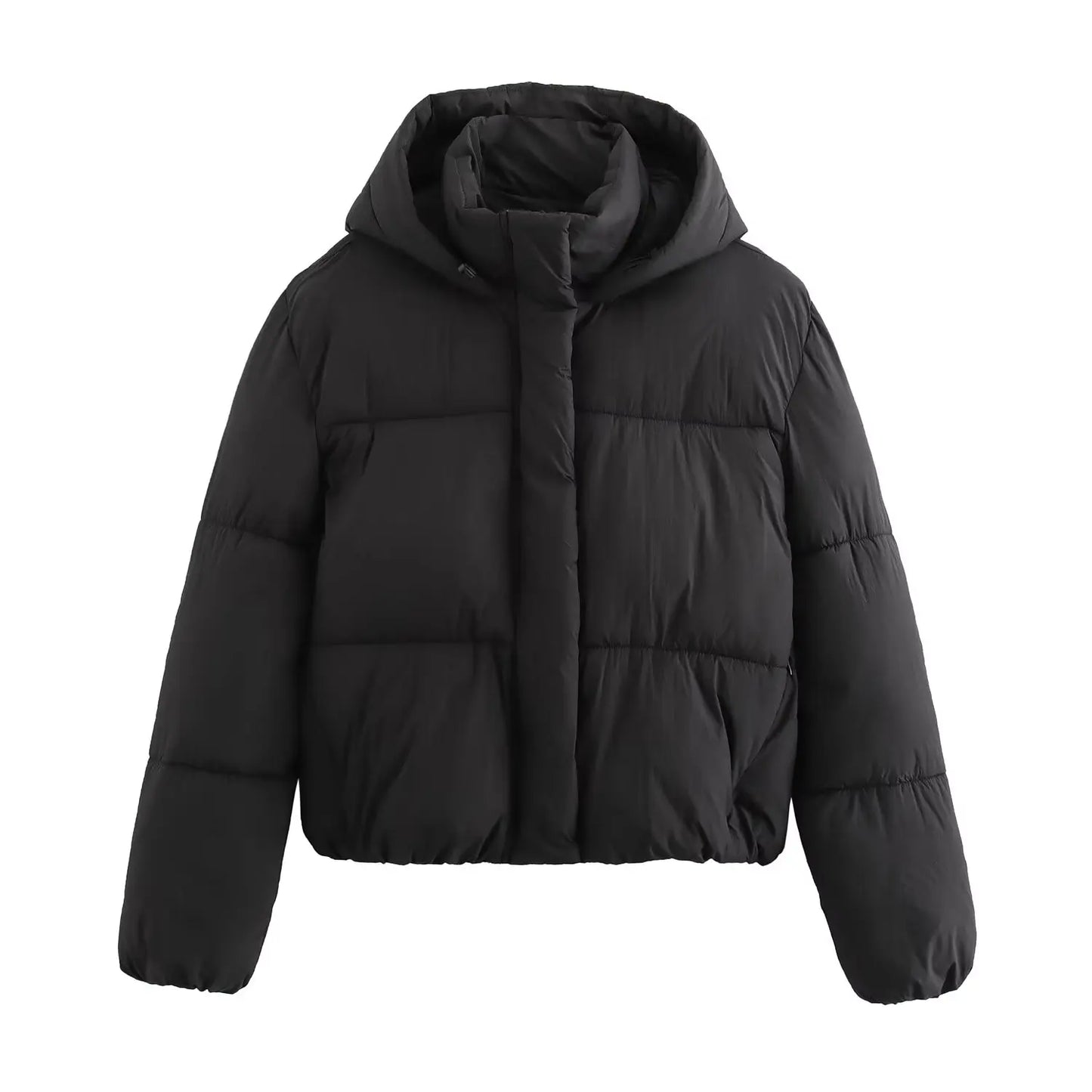 Women's Puffer Jacket with Hood and Thick Warm Quilted Design