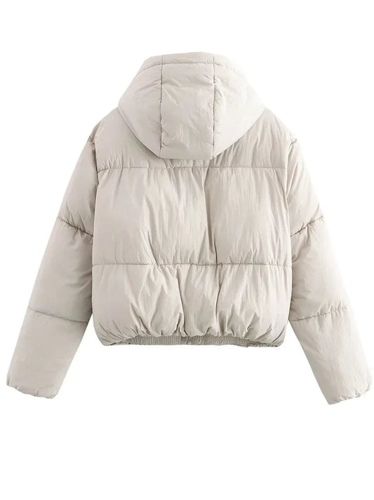 Women's Puffer Jacket with Hood and Thick Warm Quilted Design