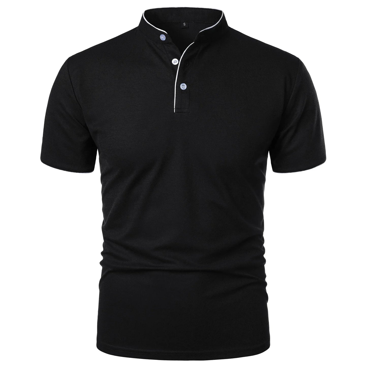 Men's Casual Short Sleeve Polo Shirt with Mandarin Collar Design