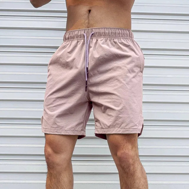 Men's Quick-Dry Swim Shorts with Adjustable Waist and Side Pockets