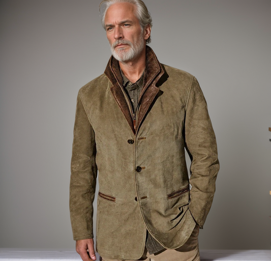 Men's Vintage Leather-Look Coat with Classic Tailored Fit