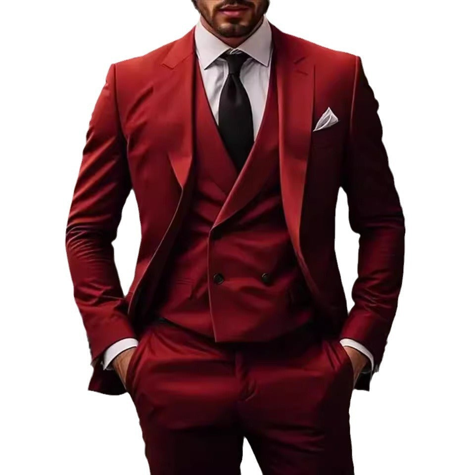 Men's Two-Piece Formal Suit Set with Tailored Blazer and Trousers