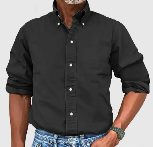 Men's Classic Long Sleeve Button Down Shirt with Smart Collar