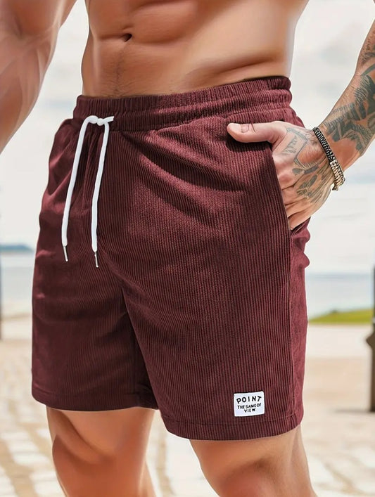 Men’s Corduroy Lace-Up Drawstring Shorts – Lightweight Summer Sports Shorts