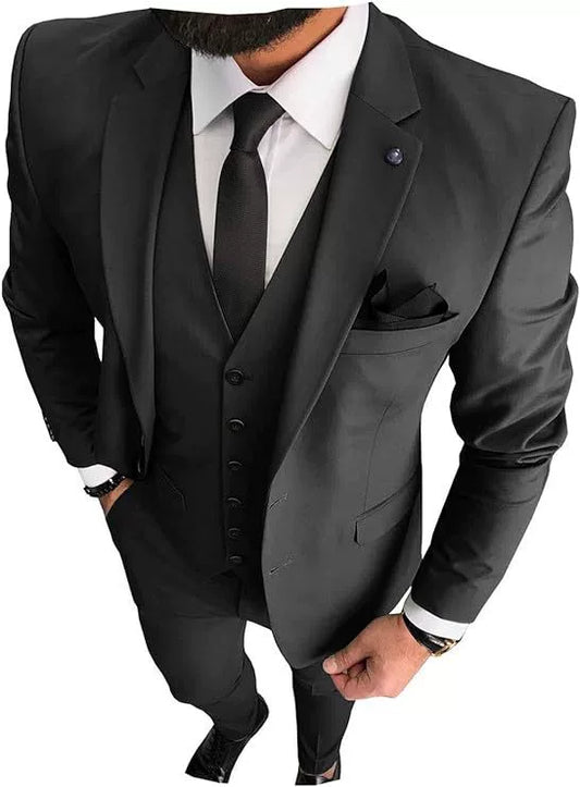Men's 3-Piece Slim Fit Suit Set with Classic Notch Lapel