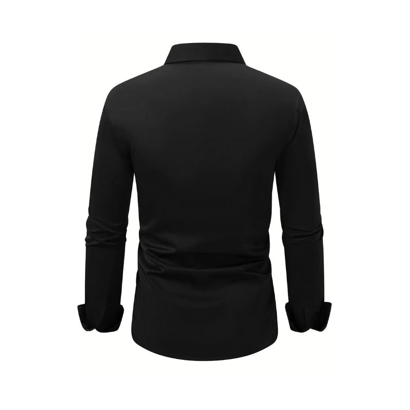 Men’s Summer Business Shirt – Solid Color Long Sleeve Button-Down Casual & Vacation Top