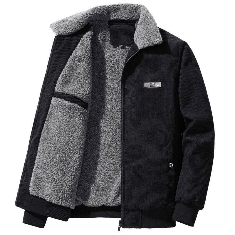 Men's Winter Jacket with Stand Collar Soft Lining and Zip Closure