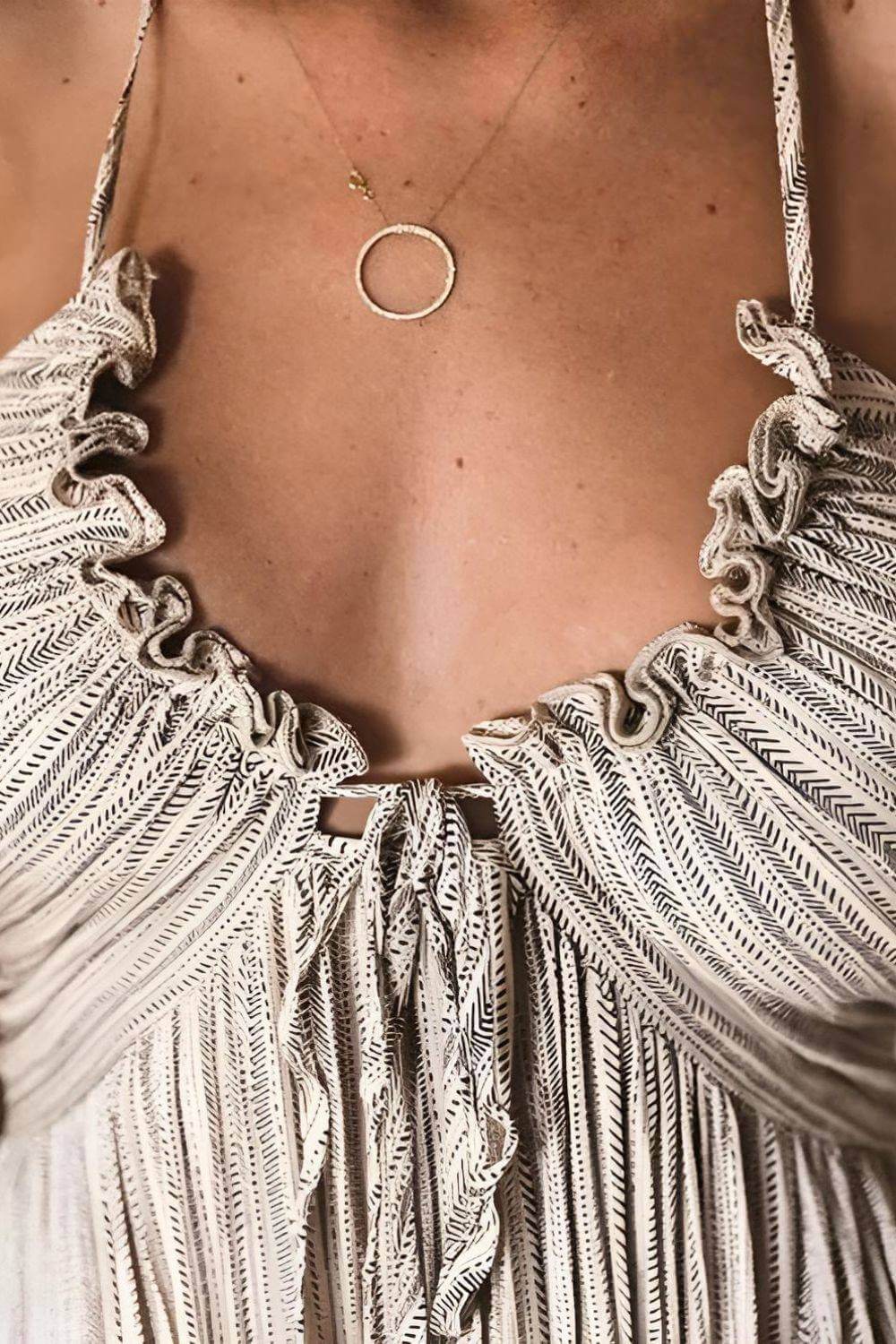 Women's Pleated Halter Maxi Dress with Drawstring Front