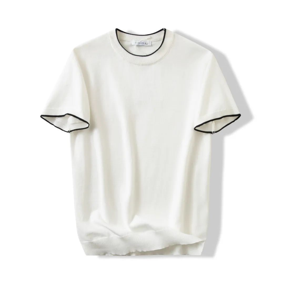 Men’s Casual Contrast Knit Round Neck T-Shirt – Comfortable & Stylish