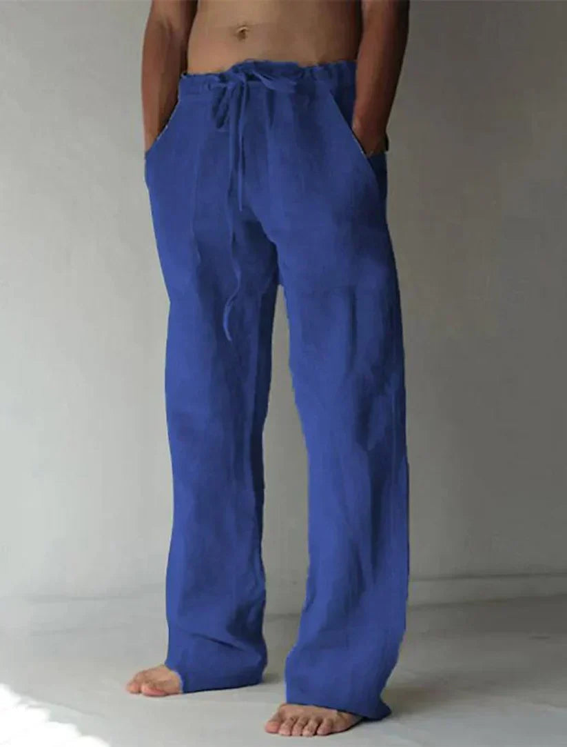 Men's Relaxed Wide-Leg Trousers with Drawstring Waistband