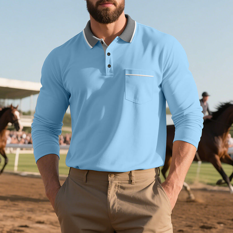Spring & Autumn American-Style Long-Sleeve Men’s Polo Shirt