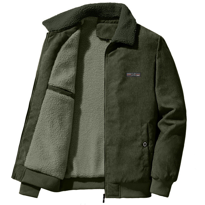 Men's Winter Jacket with Stand Collar Soft Lining and Zip Closure