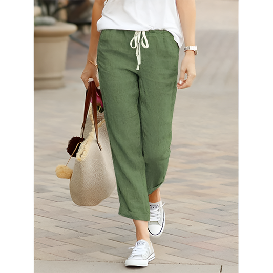 Women's Relaxed Fit Casual Trousers with Drawstring Waistband