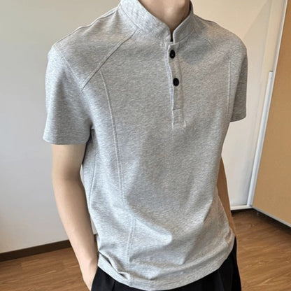 Men’s Shoulder Patchwork Short-Sleeve T-Shirt – Relaxed Fit Casual Tee