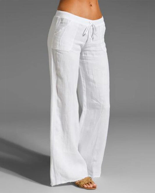 Women's Wide-Leg Trousers with Drawstring Waist and Relaxed Fit