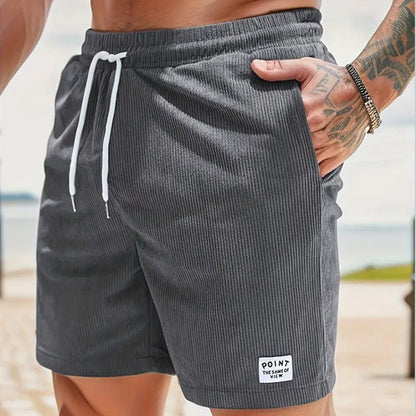 Men’s Corduroy Lace-Up Drawstring Shorts – Lightweight Summer Sports Shorts