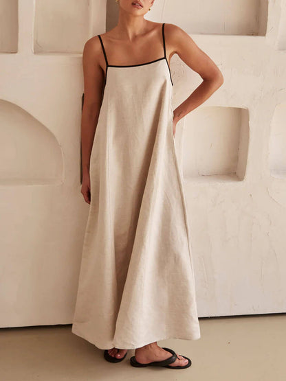 Women's A-Line Summer Vibe Contrasting Suspender Maxi Dress