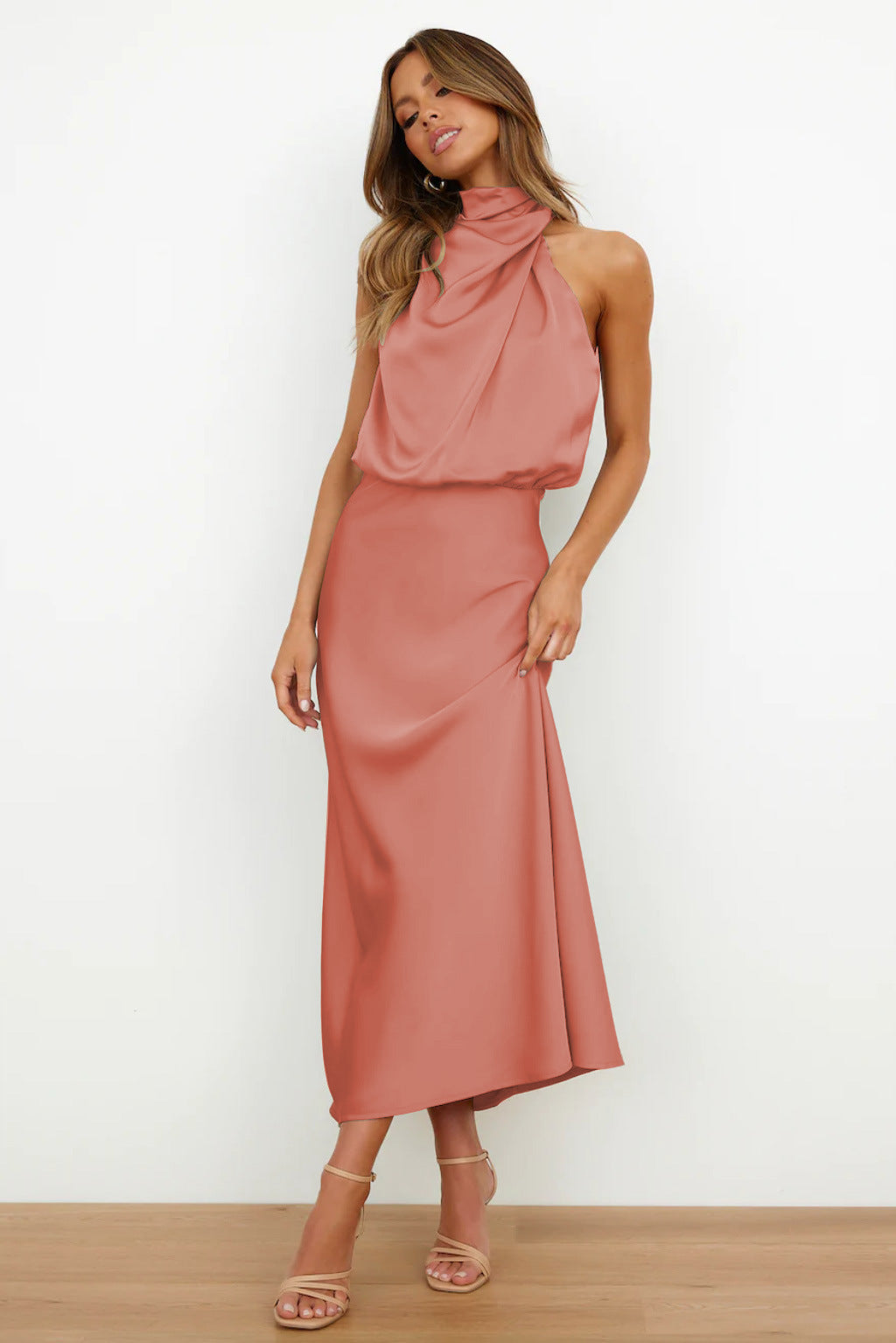 Women's Elegant Halter Neck Maxi Dress