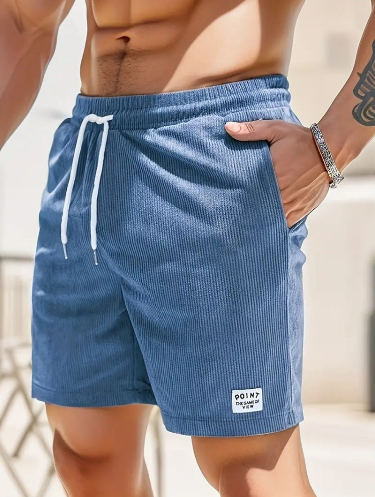 Men’s Corduroy Lace-Up Drawstring Shorts – Lightweight Summer Sports Shorts