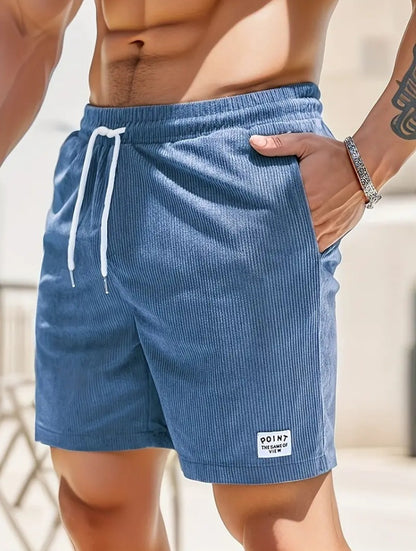 Men’s Corduroy Lace-Up Drawstring Shorts – Lightweight Summer Sports Shorts
