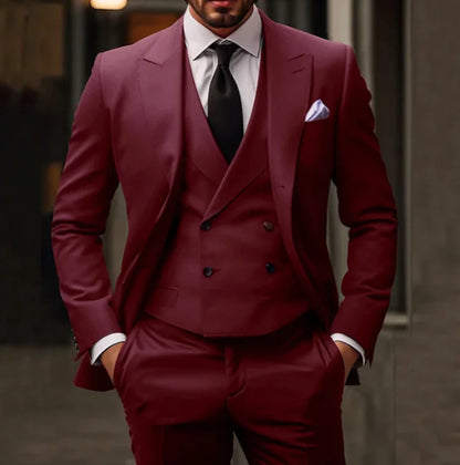 Men's Two-Piece Formal Suit Set with Tailored Blazer and Trousers