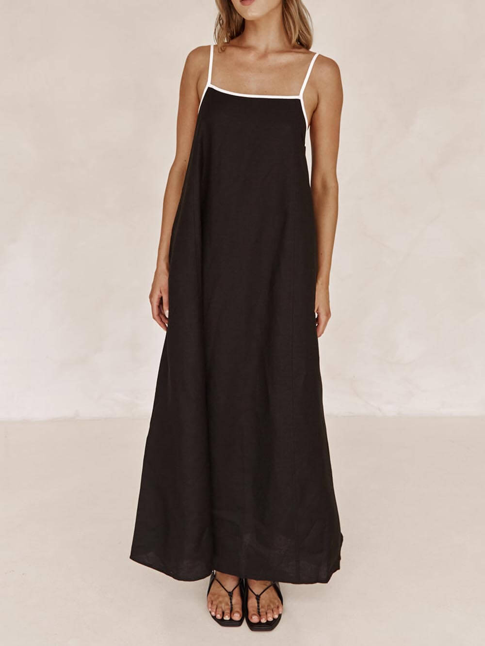 Women's A-Line Summer Vibe Contrasting Suspender Maxi Dress