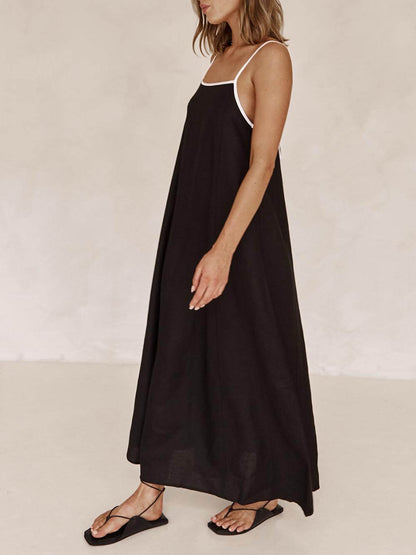 Women's A-Line Summer Vibe Contrasting Suspender Maxi Dress