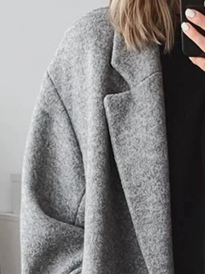Women's Oversized Longline Coat with Double-Breasted Front