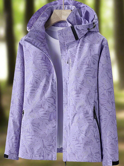 Women's Waterproof Rain Jacket with Hood and Zip Pockets