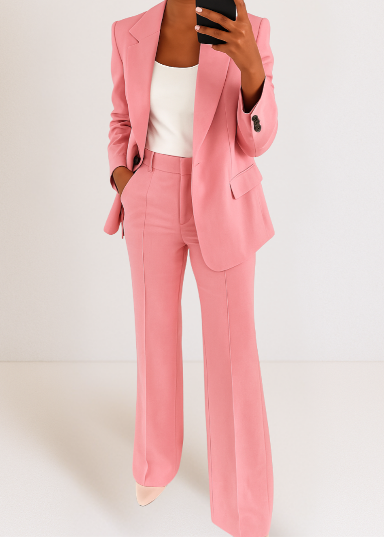 Women's Tailored Two-Piece Pantsuit Set with Blazer and Trousers